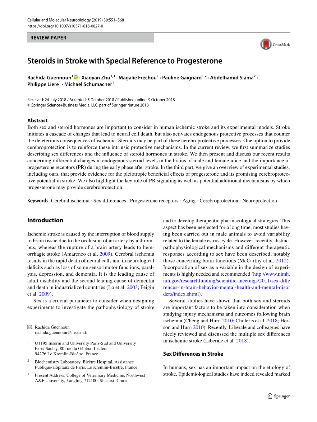 Steroids in Stroke with Special Reference to Progesterone