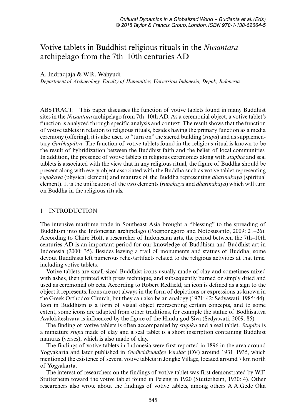 Votive Tablets in Buddhist Religious Rituals in the Nusantara Archipelago from the 7Th–10Th Centuries AD