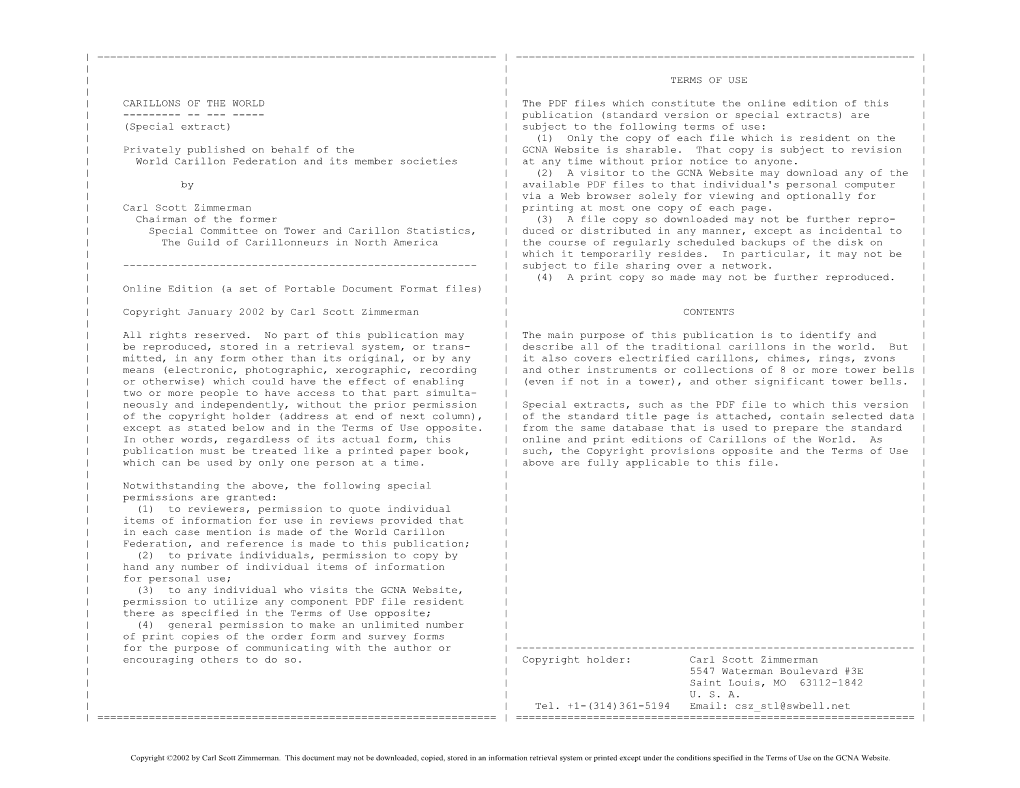 North American Multi-Phase Traditional Carillons 3-Jan-02 Page 1