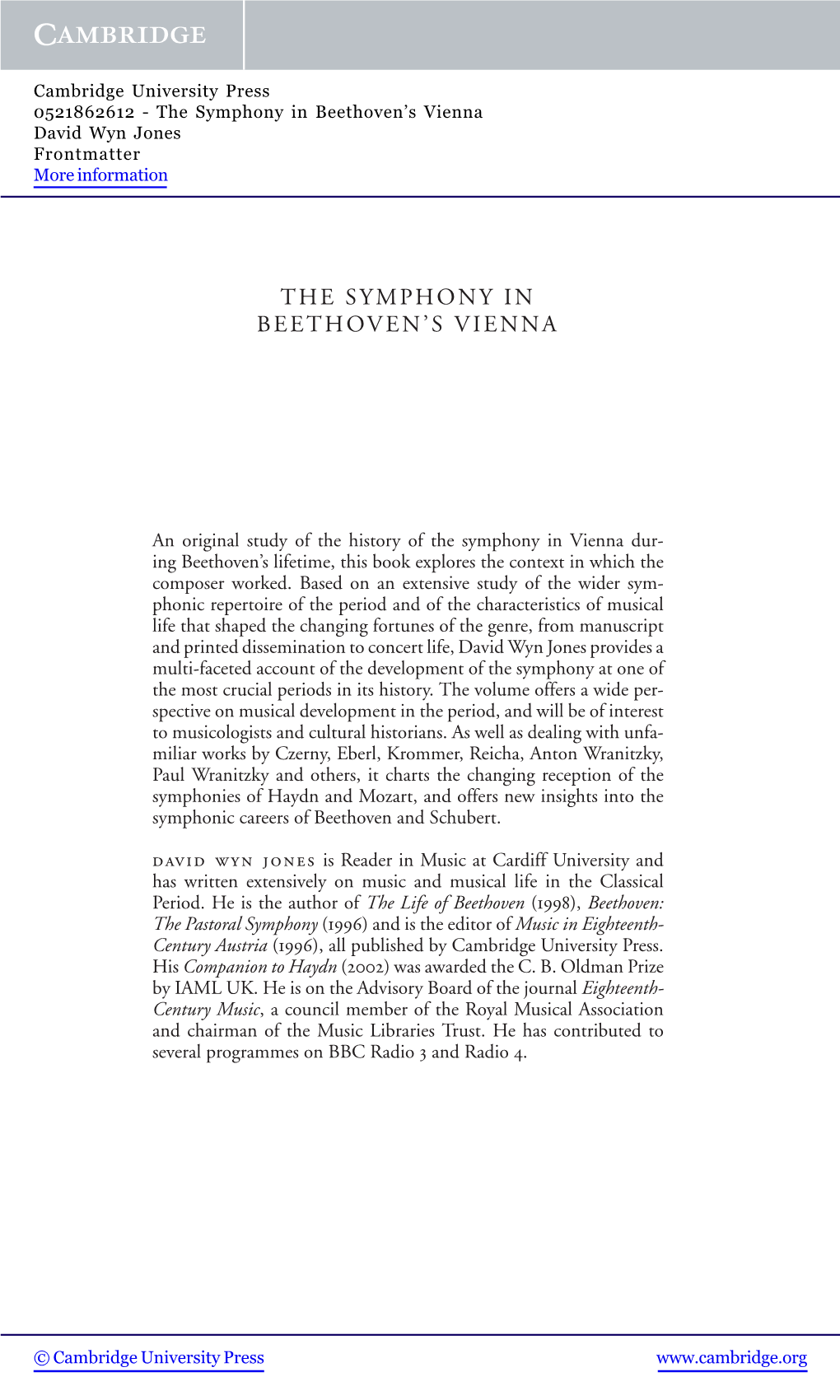 The Symphony in Beethoven's Vienna