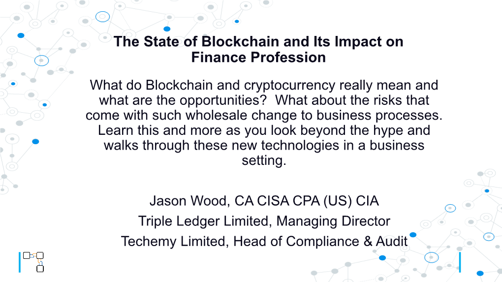 The State of Blockchain and Its Impact on Finance Profession