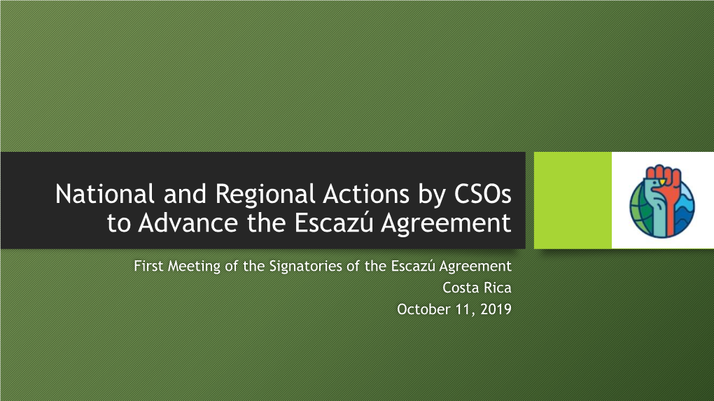 National Actions by Csos to Advance the Escazú Agreement