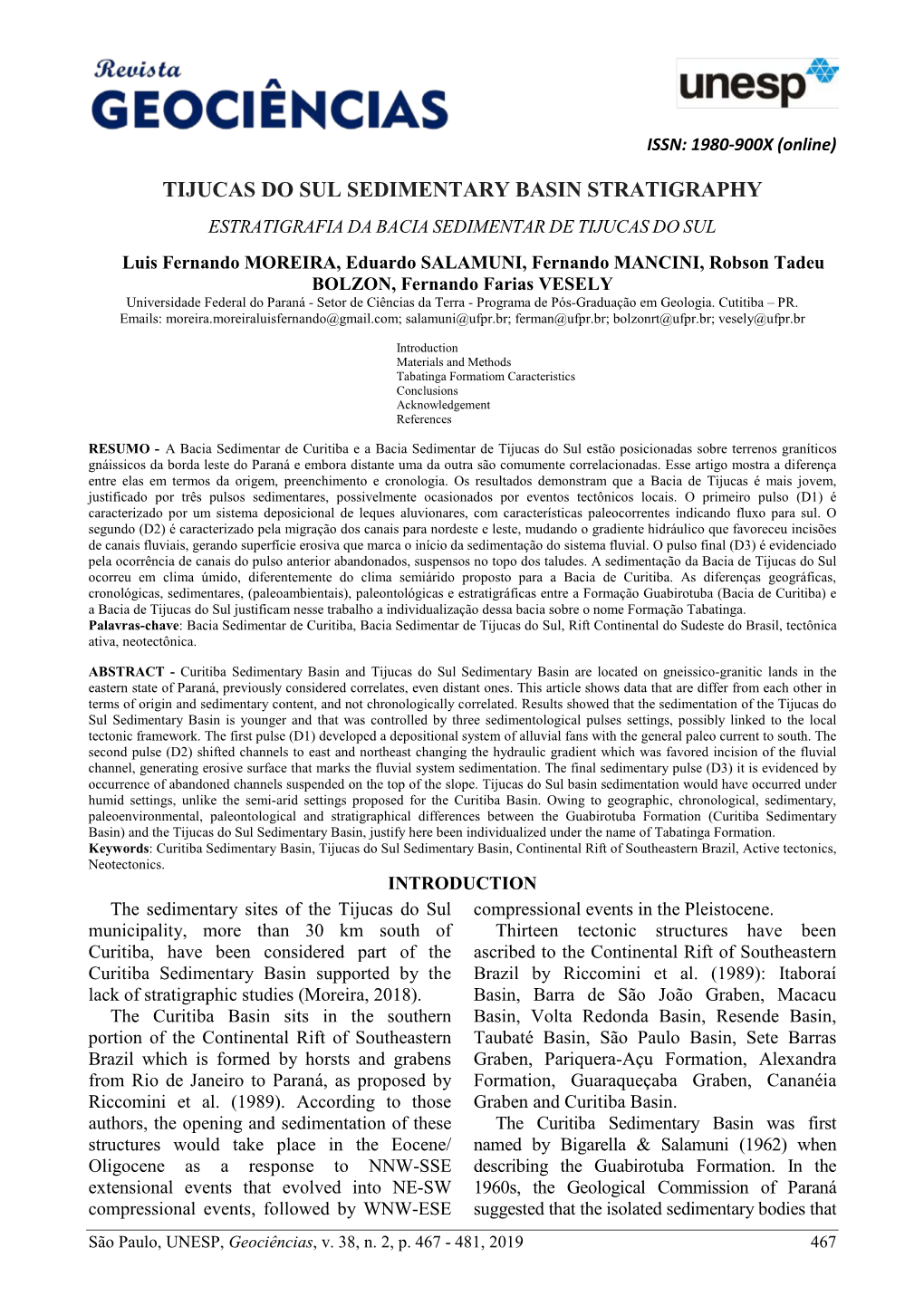 Tijucas Do Sul Sedimentary Basin Stratigraphy