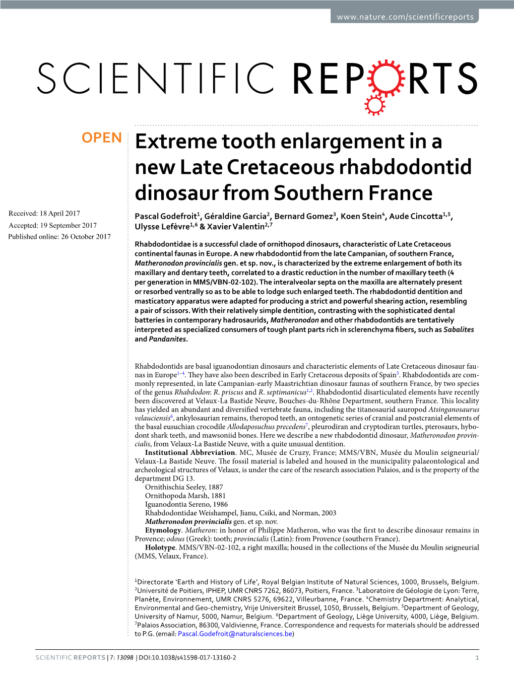 Extreme Tooth Enlargement in a New Late Cretaceous Rhabdodontid