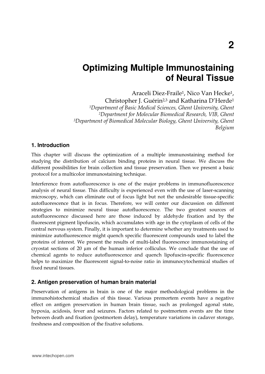 Optimizing Multiple Immunostaining of Neural Tissue