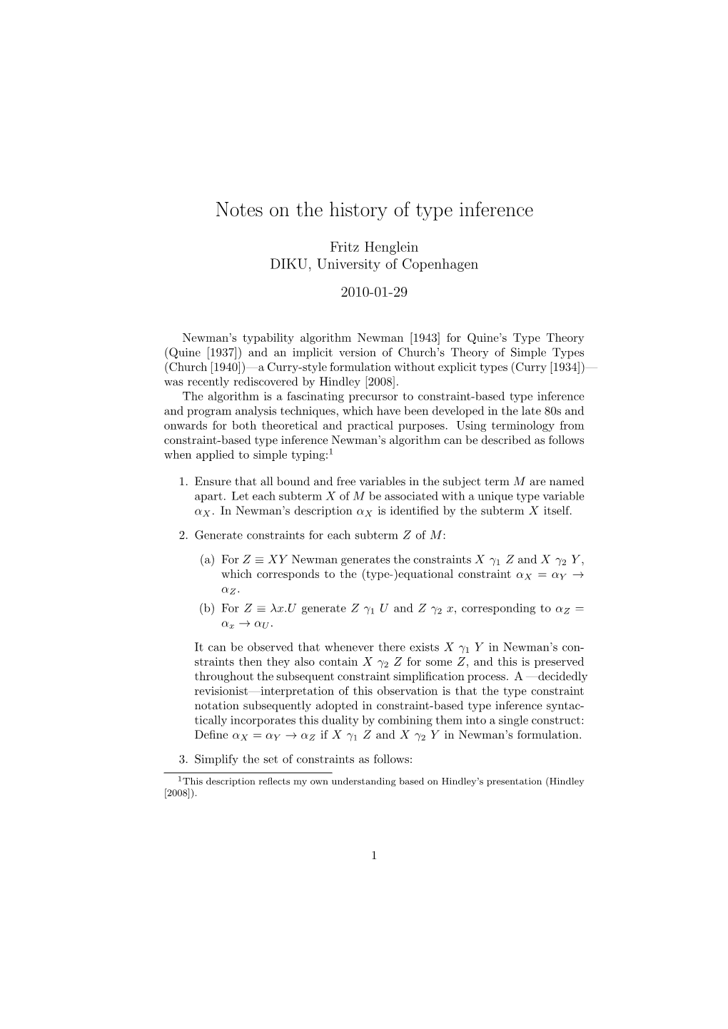 Notes on the History of Type Inference