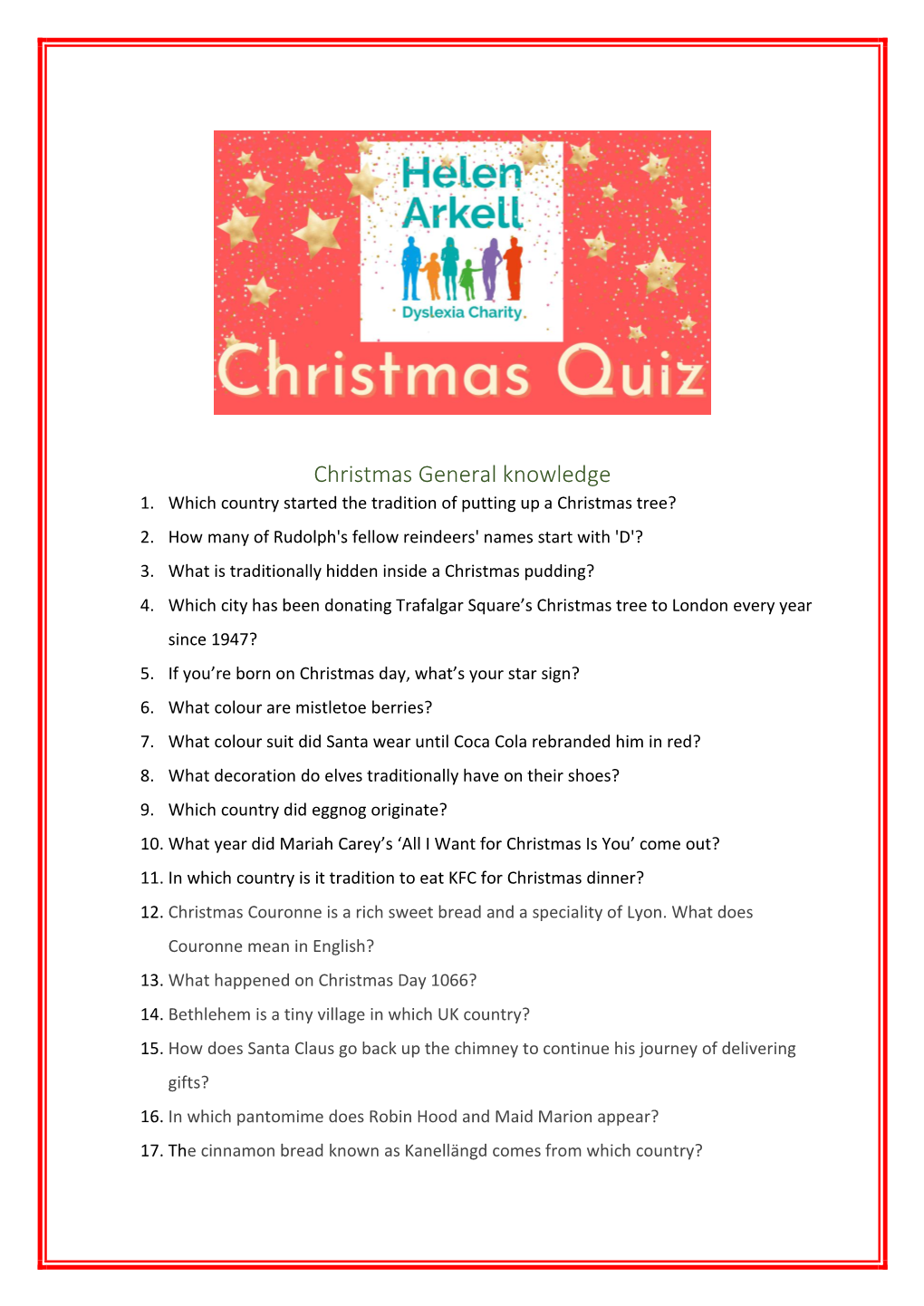 Christmas General Knowledge 1