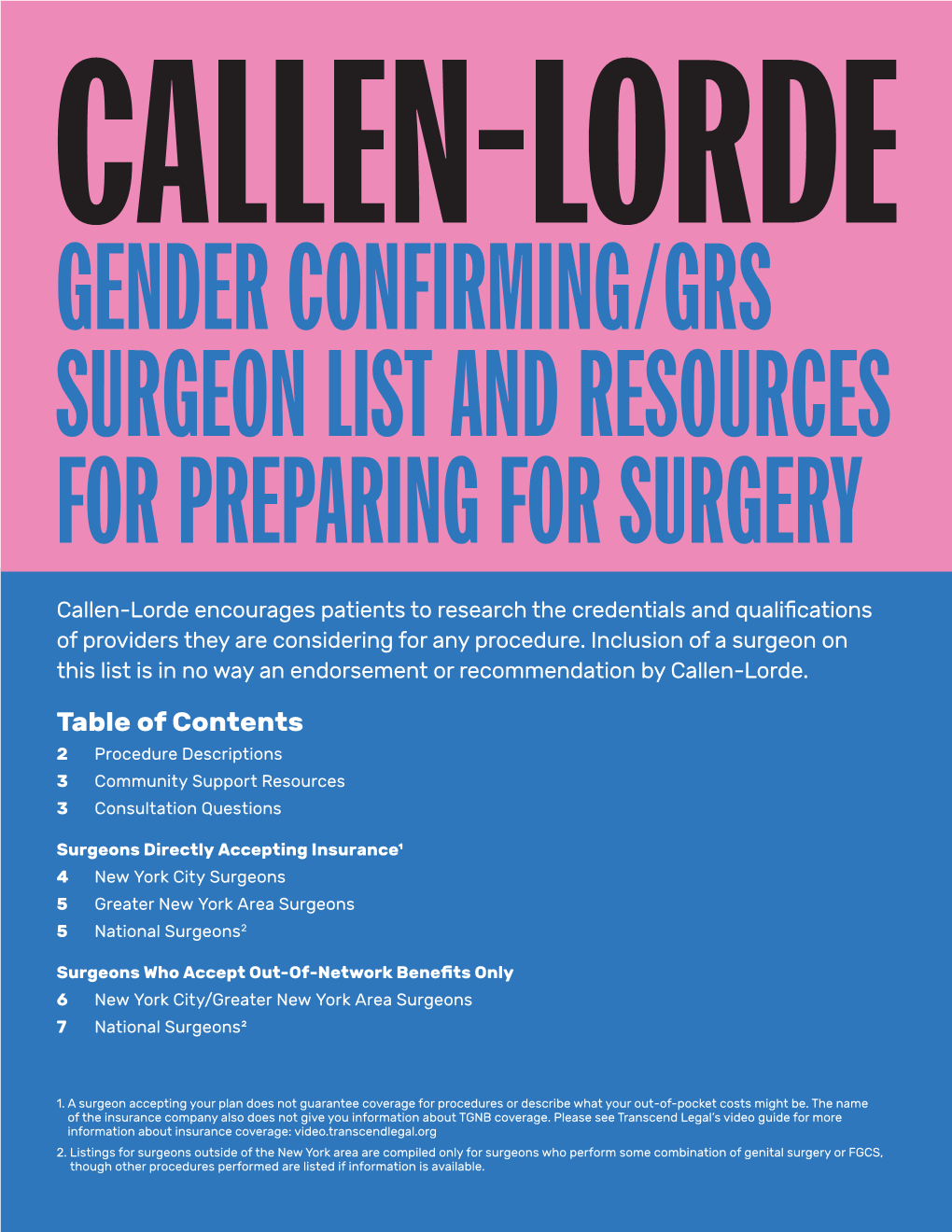 Gender Confirming/Grs Surgeon List and Resources for Preparing for Surgery