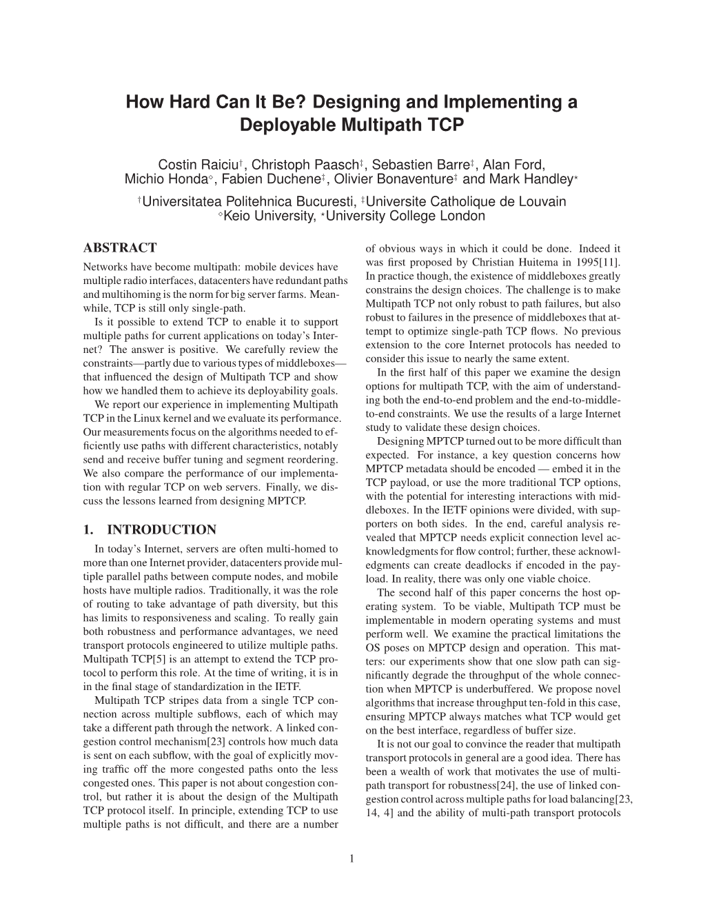 Designing and Implementing a Deployable Multipath TCP