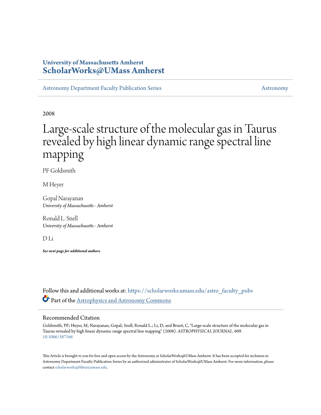 Large-Scale Structure of the Molecular Gas in Taurus Revealed by High Linear Dynamic Range Spectral Line Mapping PF Goldsmith