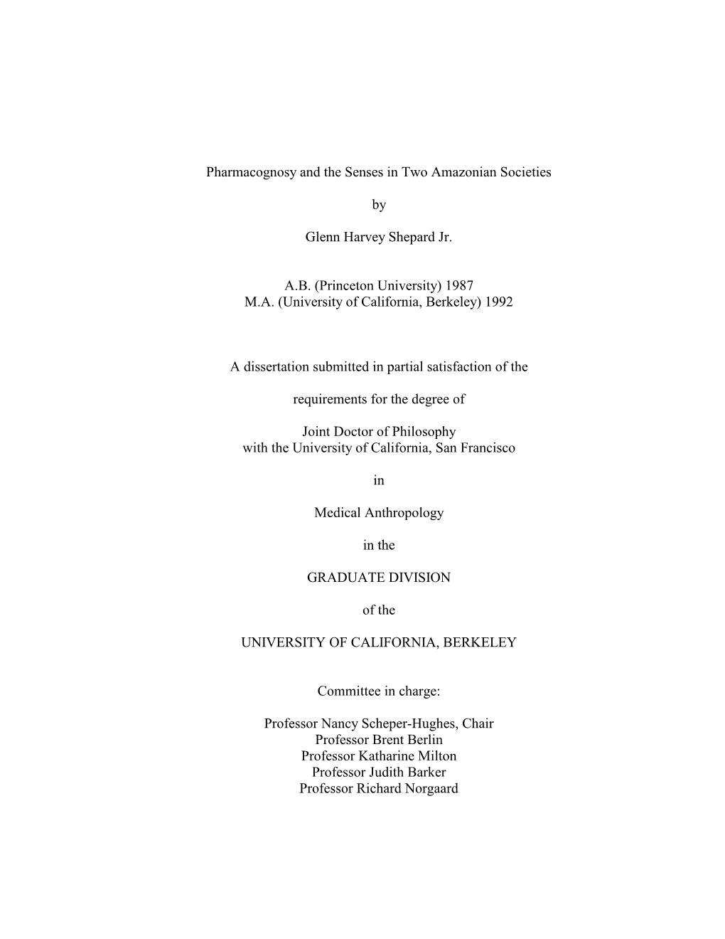 Pharmacognosy and the Senses in Two Amazonian Societies