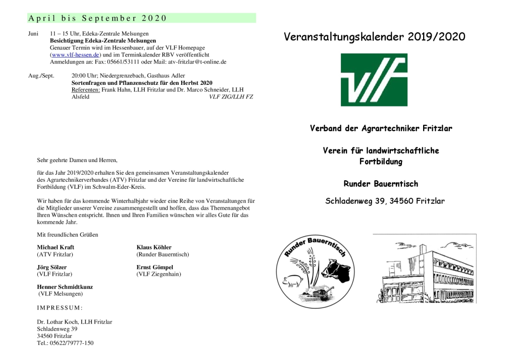 Veranstaltungskalender S-E-K, VLF Und ATV 2019, 2020