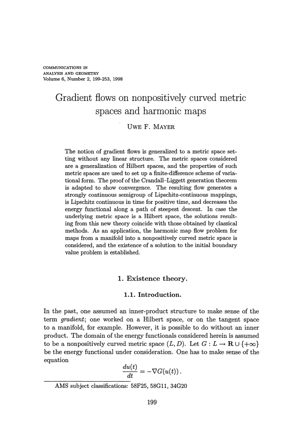 Gradient Flows on Nonpositively Curved Metric Spaces and Harmonic Maps