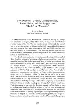 Fort Dearborn—Conflict, Commemoration, Reconciliation