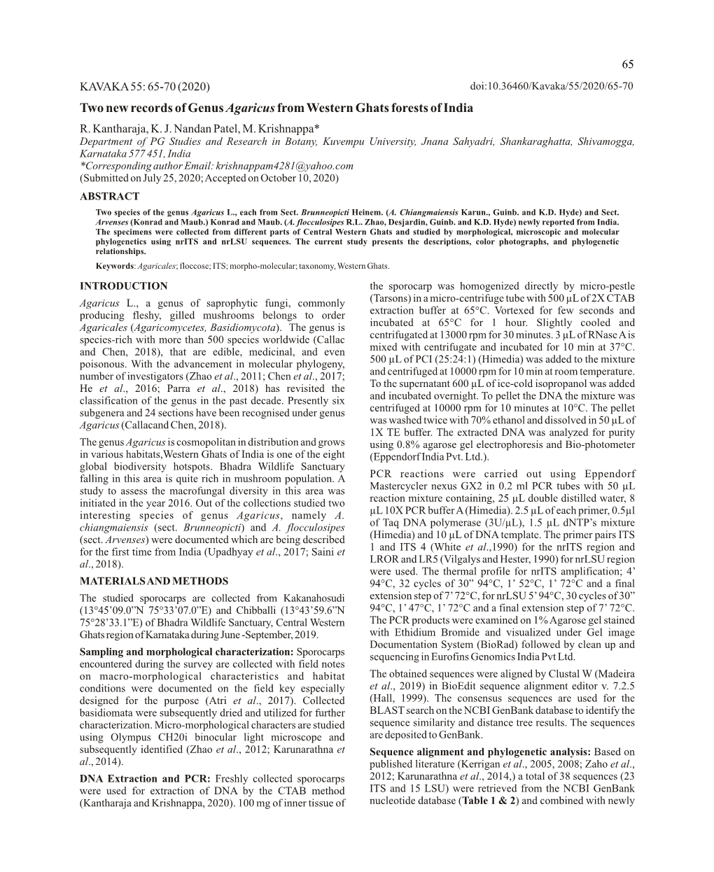 Two New Records of Genus Agaricusfrom Western Ghats Forests of India