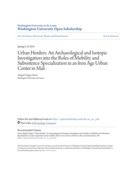 Urban Herders: an Archaeological and Isotopic Investigation Into The