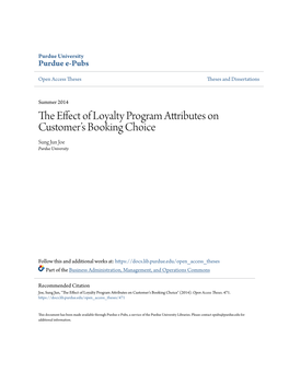 The Effect of Loyalty Program Attributes on Customer's Booking