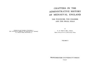 Chapters in the Administrative History of Mediaeval England