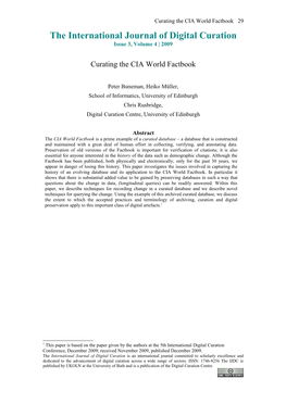 Curating the CIA World Factbook 29 the International Journal of Digital Curation Issue 3, Volume 4 | 2009