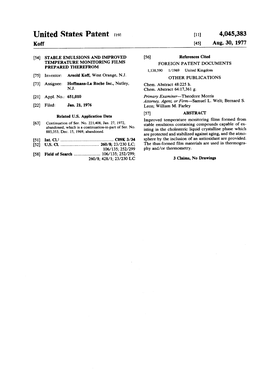 United States Patent 19 11) 4,045,383 Koff 45) Aug