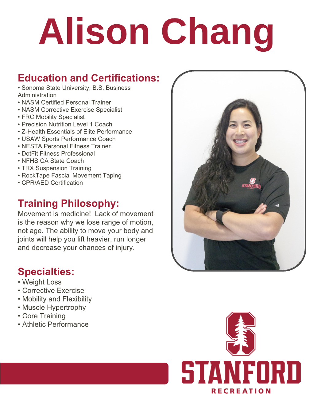 Education and Certifications: Specialties: Training Philosophy
