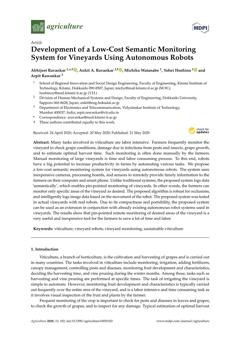 Development of a Low-Cost Semantic Monitoring System for Vineyards Using Autonomous Robots