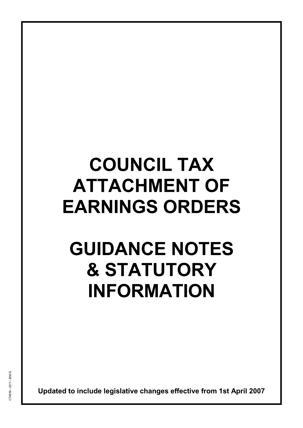 Council Tax Attachment of Earnings Orders Guidance