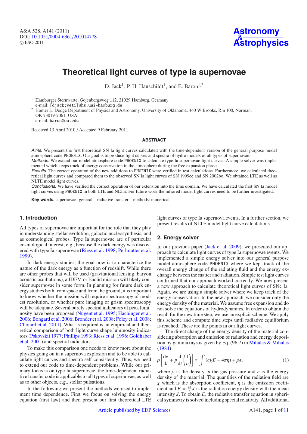 Theoretical Light Curves of Type Ia Supernovae