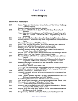 Jeff Wall Bibliography