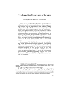 Trade and the Separation of Powers