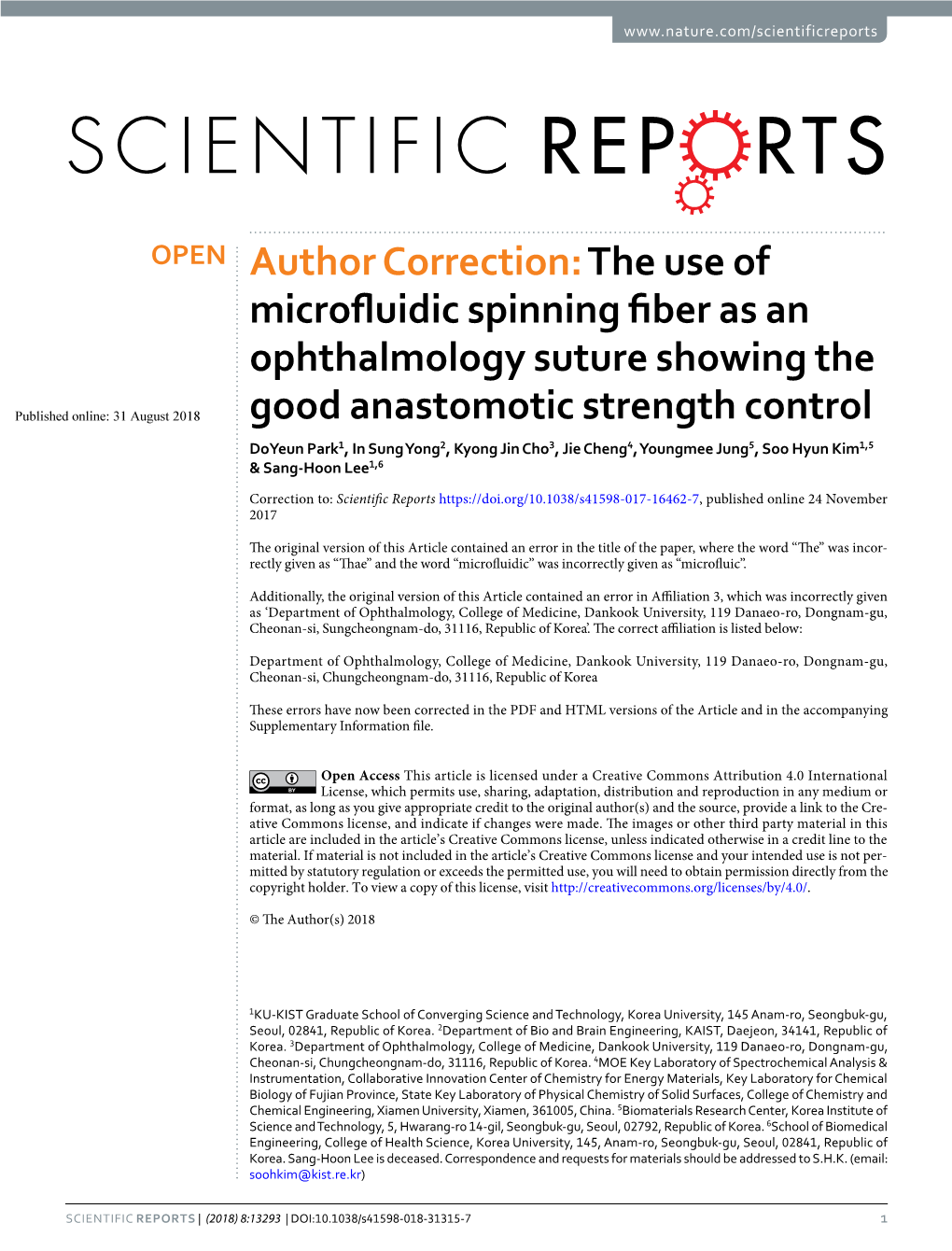 The Use of Microfluidic Spinning Fiber As an Ophthalmology