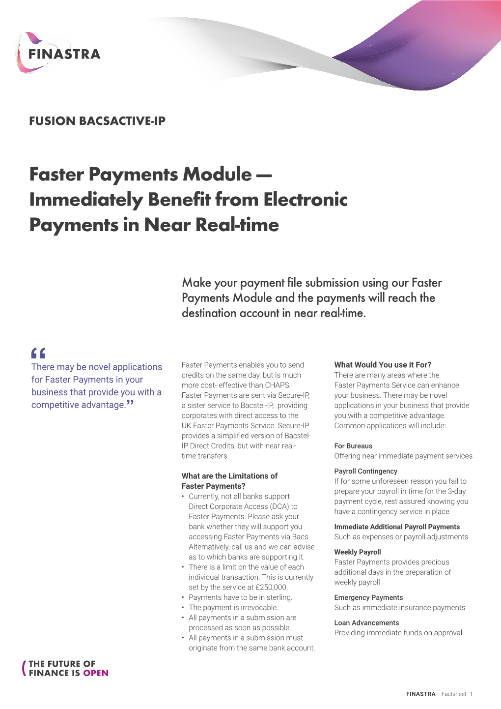 Faster Payments Module — Immediately Benefit from Electronic Payments in Near Real-Time