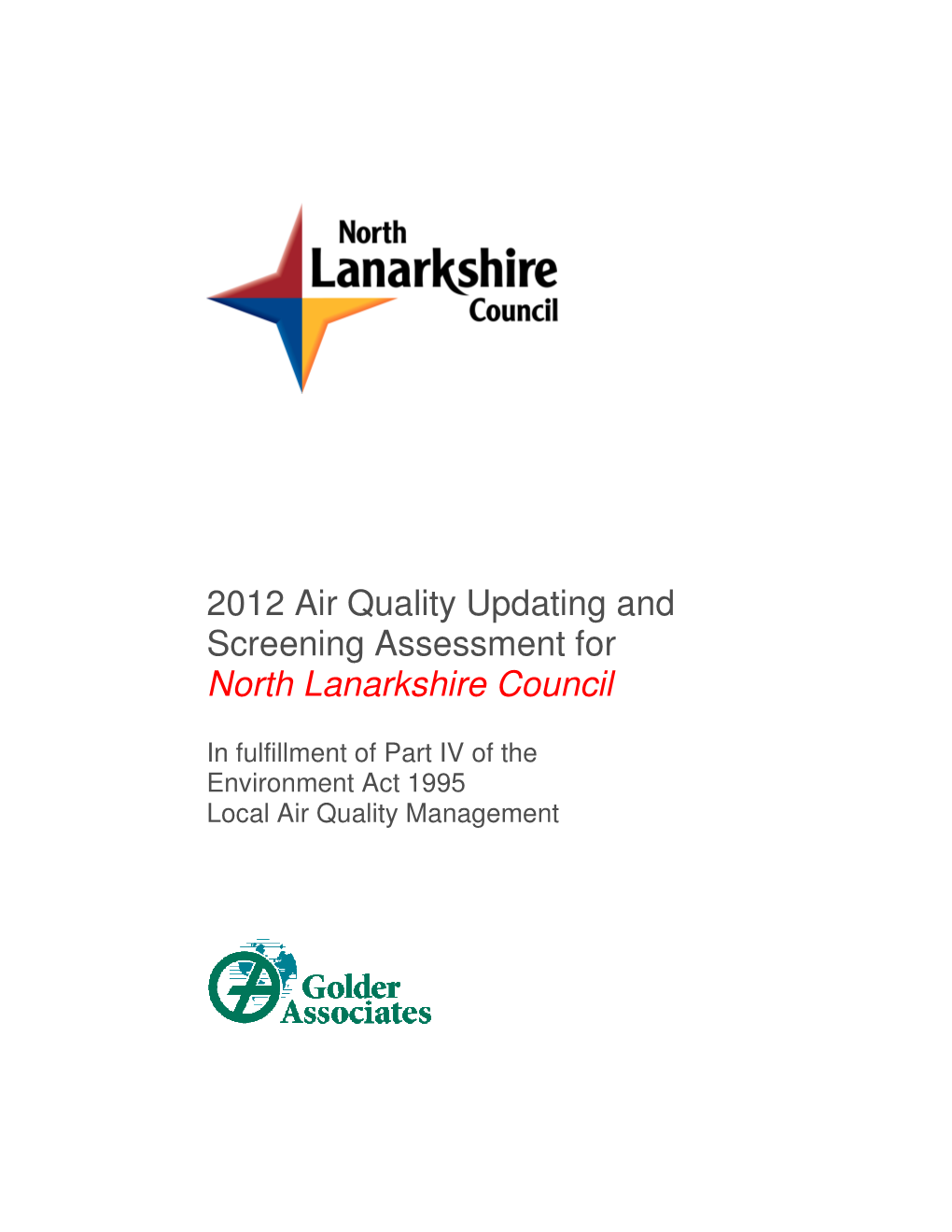 2012 Air Quality Updating and Screening Assessment for North Lanarkshire Council