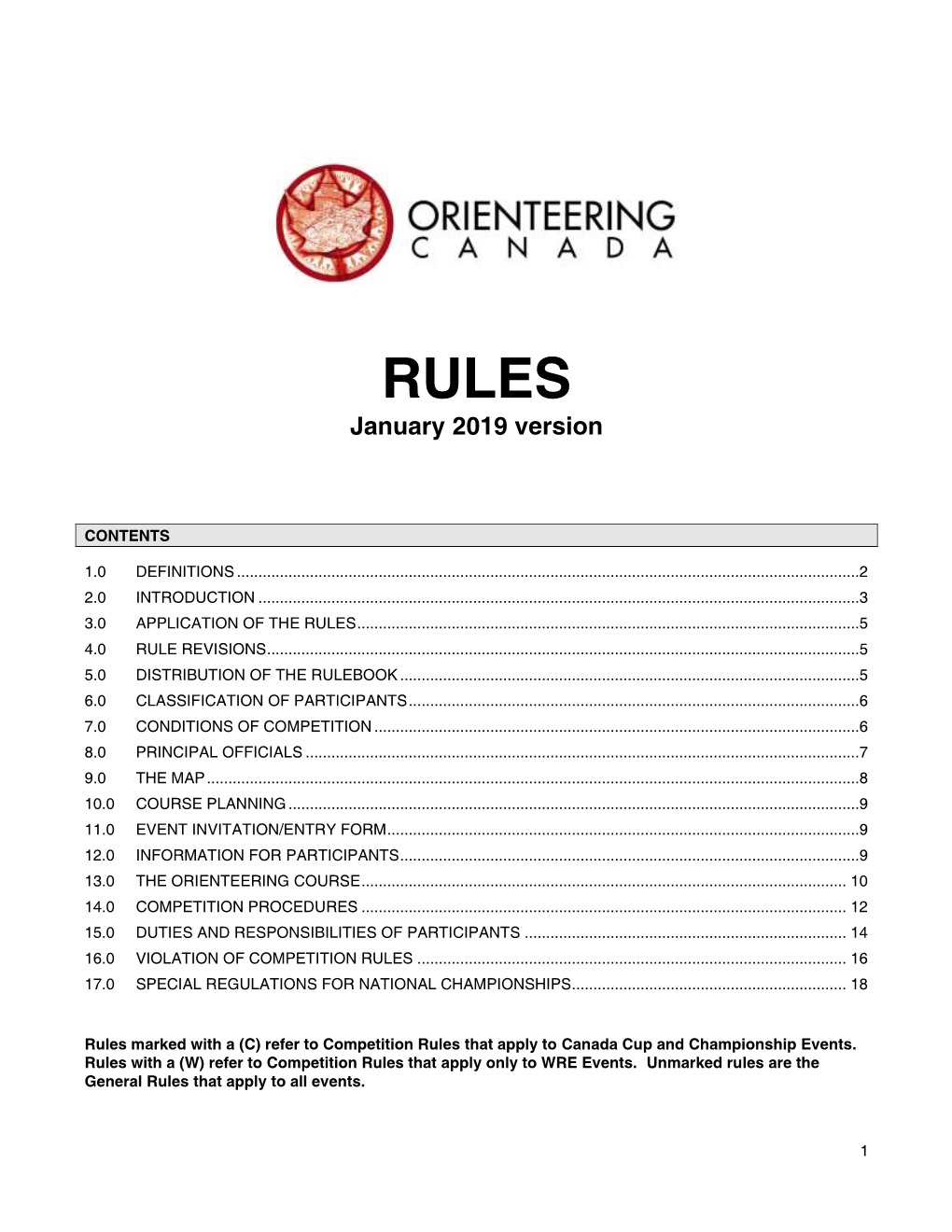 RULES January 2019 Version