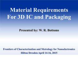 Material Requirements for 3D IC and Packaging