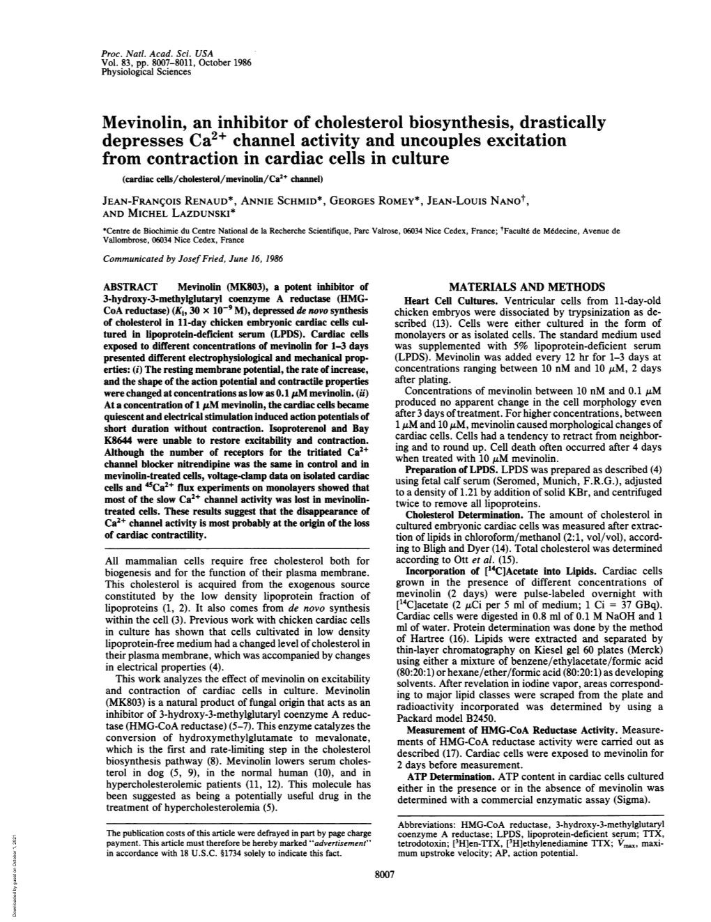 Depresses Ca2" Channel Activity and Uncouples Excitation