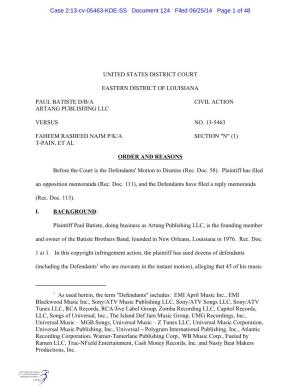 Case 2:13-Cv-05463-KDE-SS Document 124 Filed 06/25/14 Page 1 of 48
