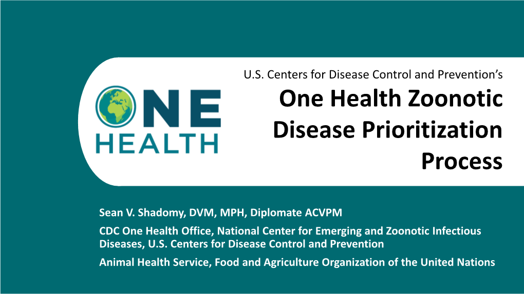 One Health Zoonotic Disease Prioritization Process - DocsLib