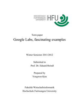 Term Paper Google Labs, Fascinating Examples