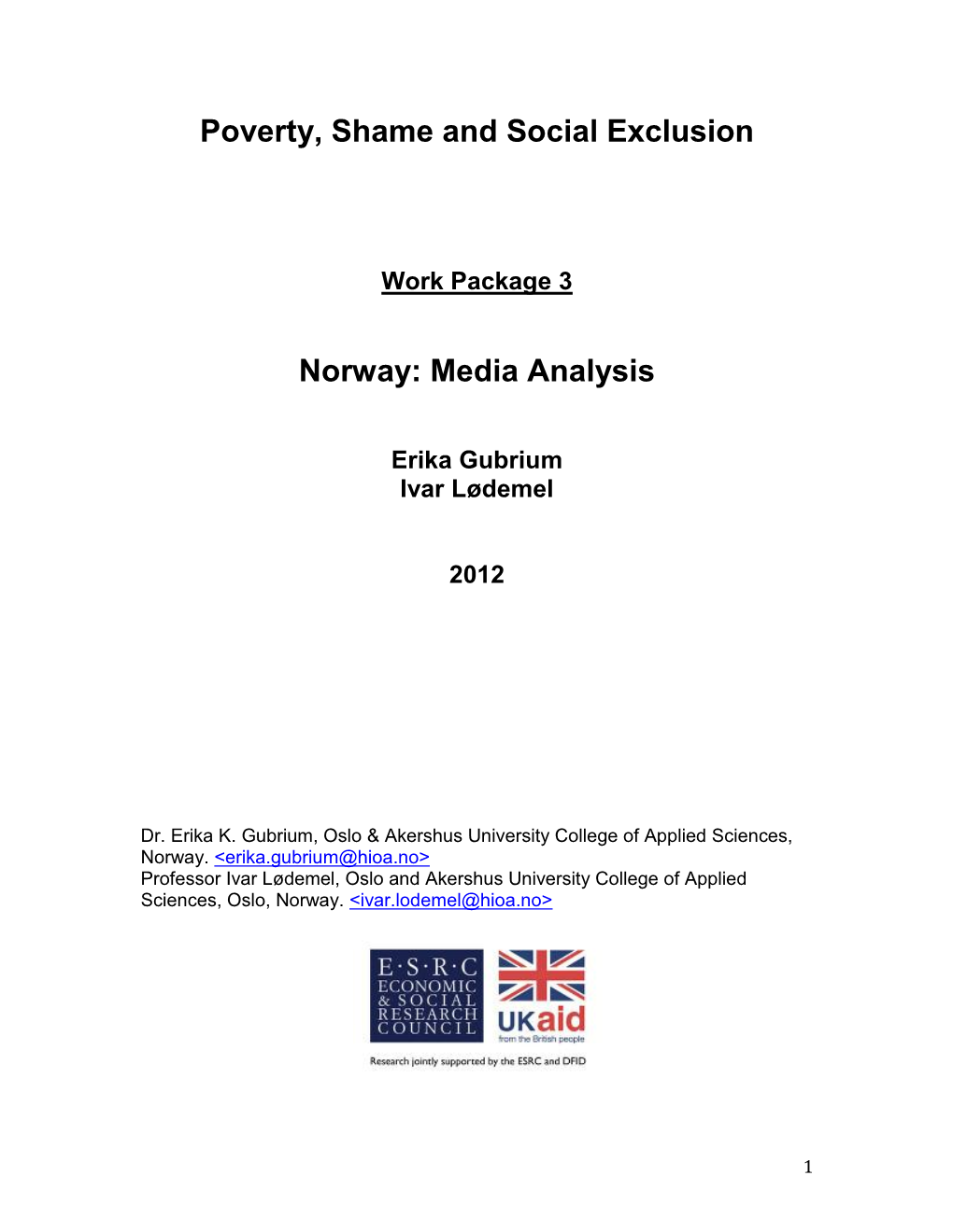 WP3 Media Analysis Norway