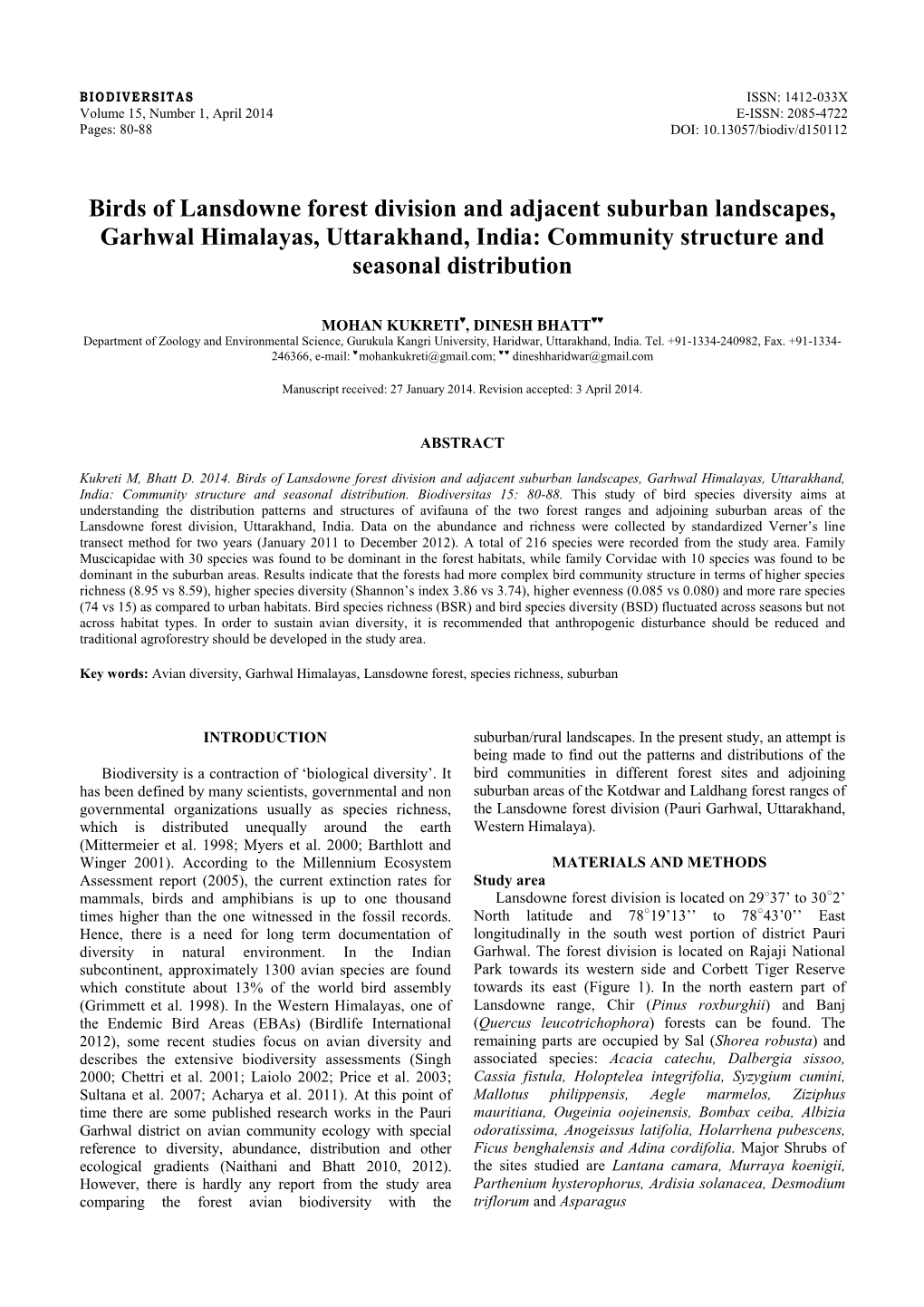 Community Structure and Seasonal Distribution