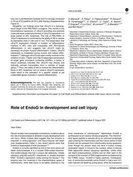 Role of Endog in Development and Cell Injury