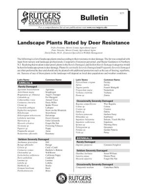 Landscape Plants Rated by Deer Resistance