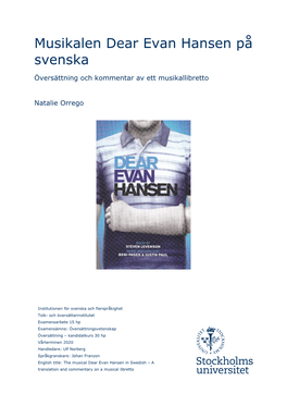 Musikalen Dear Evan Hansen På Svenska.Pdf