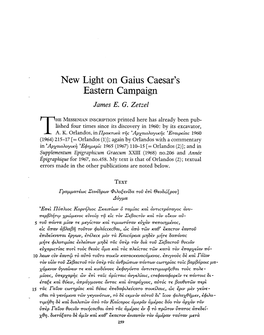 New Light on Gaius Caesar's Eastern Campaign Zetzel, James E G Greek, Roman and Byzantine Studies; Fall 1970; 11, 3; Proquest Pg