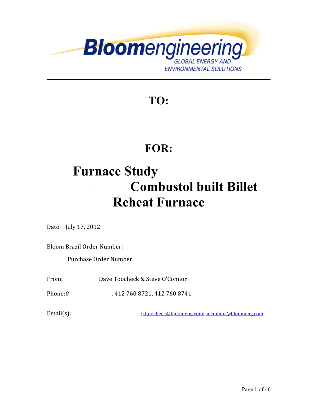 Furnace Study Arcelor Mittal Monlevade, Combustol Built Billet Reheat Furnace