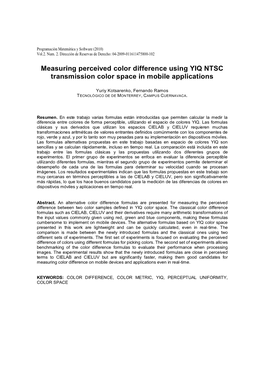 Measuring Perceived Color Difference Using YIQ NTSC Transmission Color Space in Mobile Applications