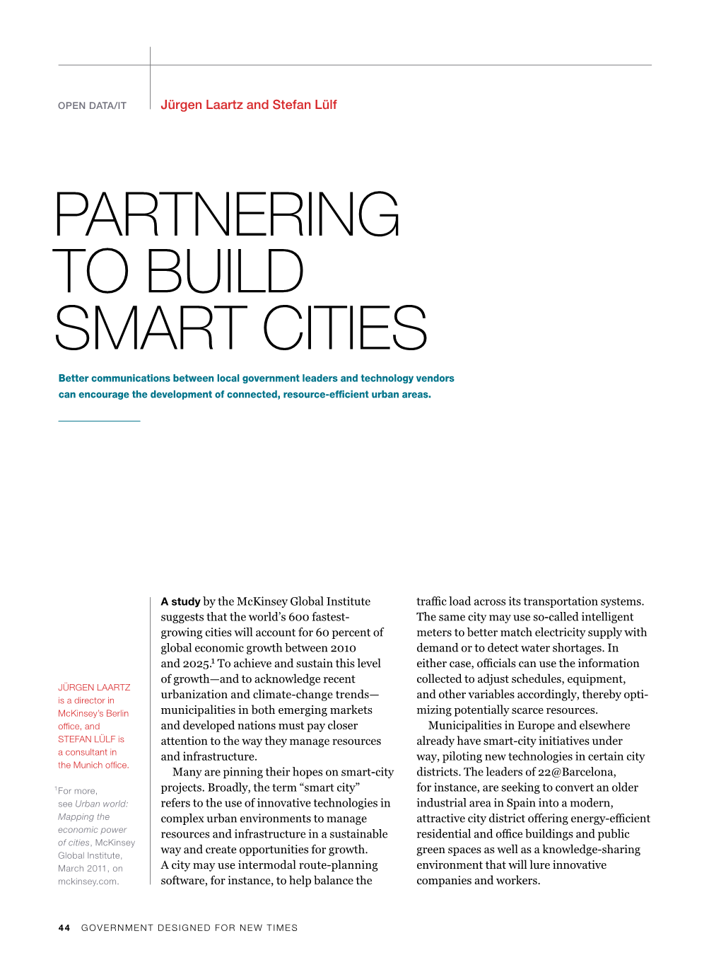 Partnering to Build Smart Cities