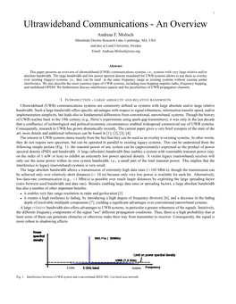 Ultrawideband Communications - an Overview Andreas F