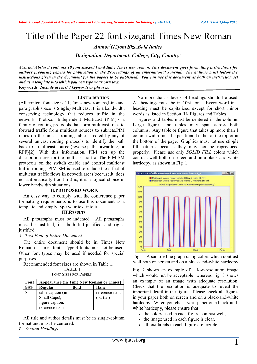 Title of the Paper 22 Font Size,And Times New Roman